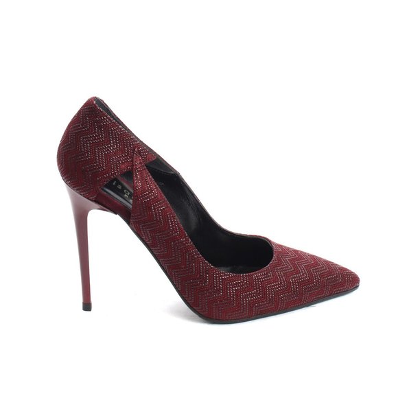 ITALIAN Burgundy Suede Stiletto Heels Pointy Pump